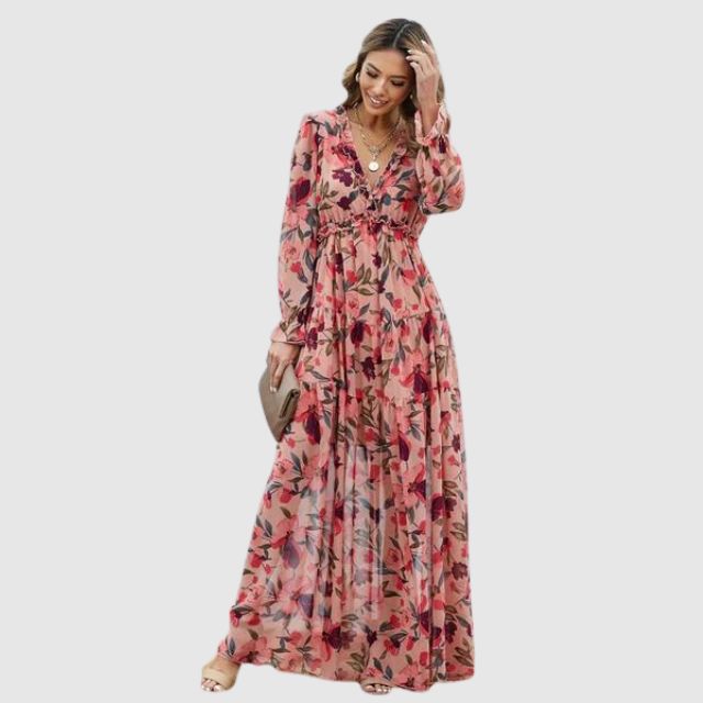 Robe Maxi en Chiffon à Imprimé Floral