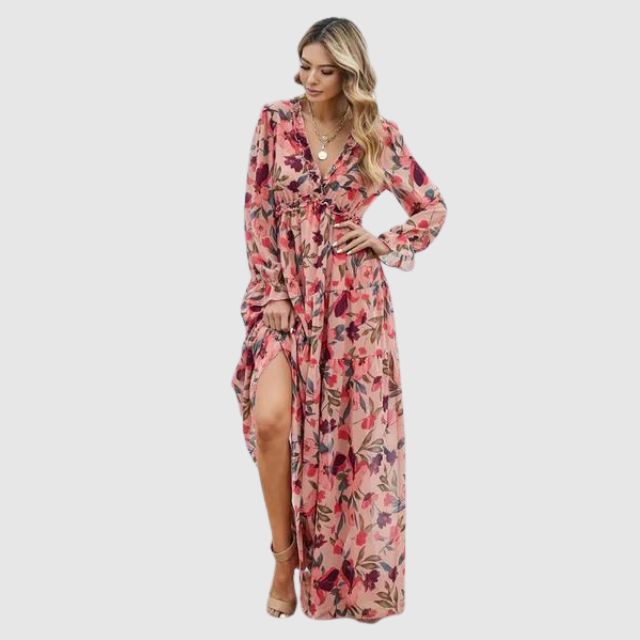 Robe Maxi en Chiffon à Imprimé Floral