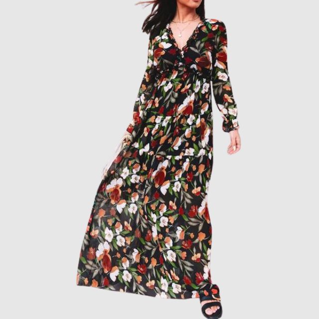 Robe Maxi en Chiffon à Imprimé Floral